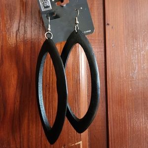 Plus One Black Hoop Earrings